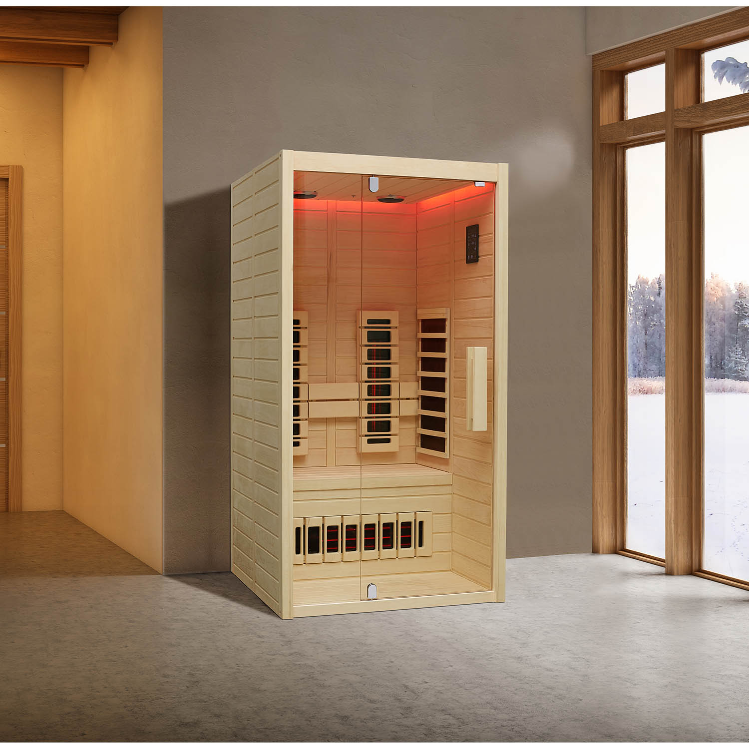 Инфракрасная сауна Mexda WS-1809 красный кедр 1000*1000*1900 (рис.1)